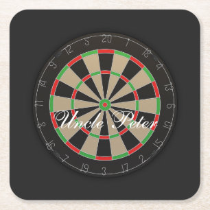 Posavasos Cuadrado De Papel Darts Dartboard Monograma Nombre
