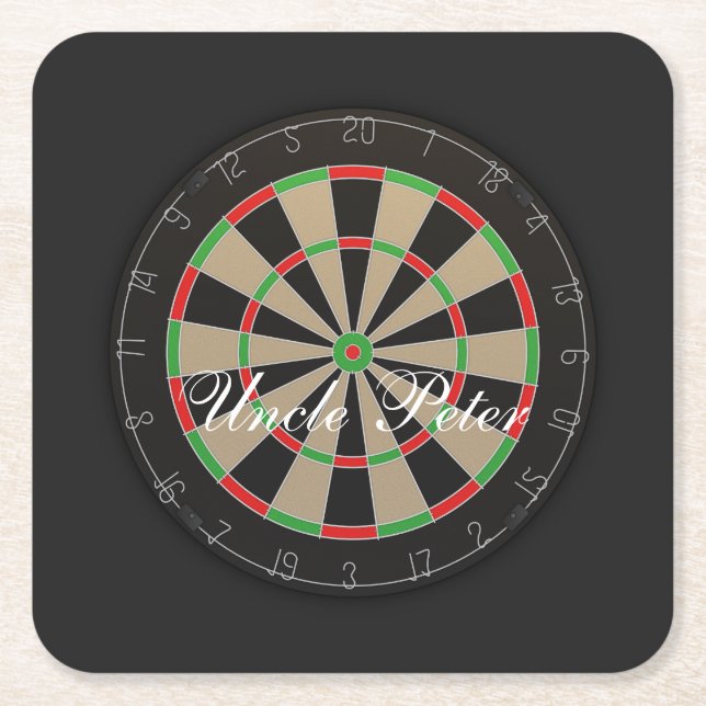Posavasos Cuadrado De Papel Darts Dartboard Monograma Nombre (Anverso)