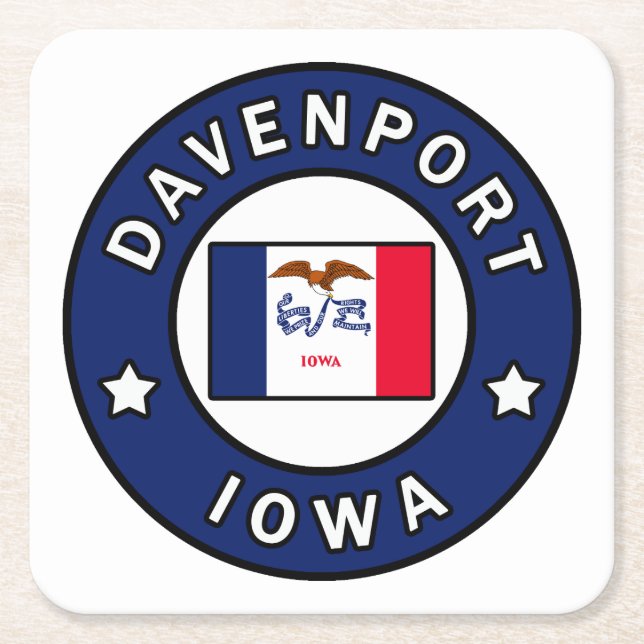 Posavasos Cuadrado De Papel Davenport Iowa (Anverso)