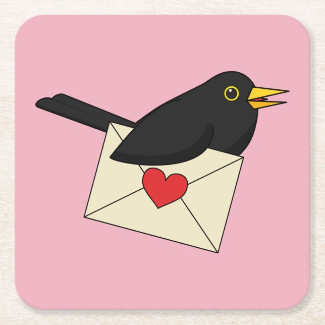 Posavasos Cuadrado De Papel De Blackbird con amor (Anverso)