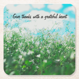 Posavasos Cuadrado De Papel Dé las gracias con un sistema agradecido del