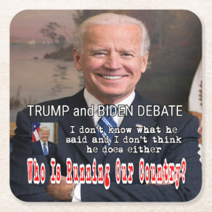 Posavasos Cuadrado De Papel Debate sobre Trump y Biden