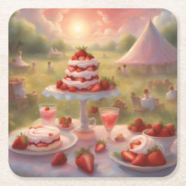 Posavasos Cuadrado De Papel Decadent strawberry shortcake party supplies