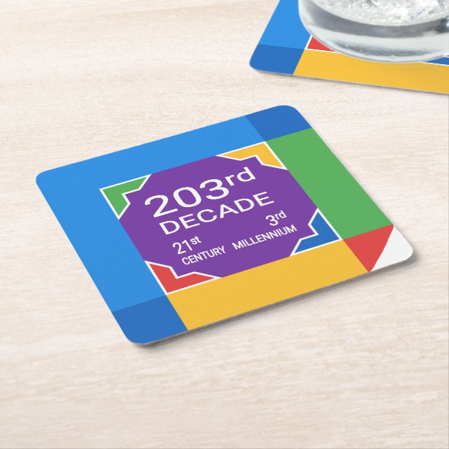 Posavasos Cuadrado De Papel Decenio 203 (Año Nuevo 2021-2030) (En perspectiva)