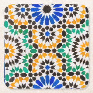Posavasos Cuadrado De Papel Decoración de azulejos en el Palacio de Bahia