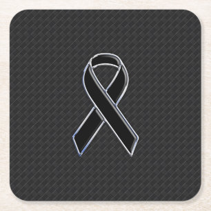 Posavasos Cuadrado De Papel Decoración de la conciencia de la cinta negra de e
