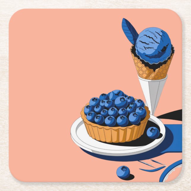 Posavasos Cuadrado De Papel Decoración de postre (Anverso)