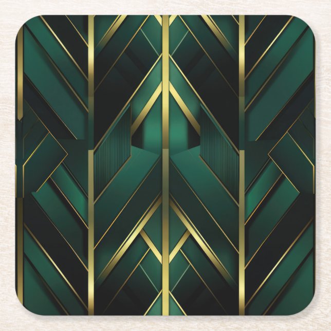 Posavasos Cuadrado De Papel Decoración Verde (Anverso)