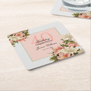 Posavasos Cuadrado De Papel Decoraciones florales Cumpleaños Femenino