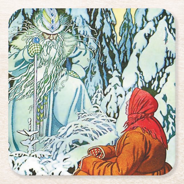 Posavasos Cuadrado De Papel "Ded Moroz" o "Padre Frost" por Iván Bilibin (Anverso)