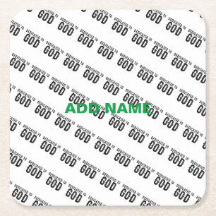 POSAVASOS CUADRADO DE PAPEL DEDICADO A DIOS PERSONALIZABLE GUAY TEXTO NEGRO