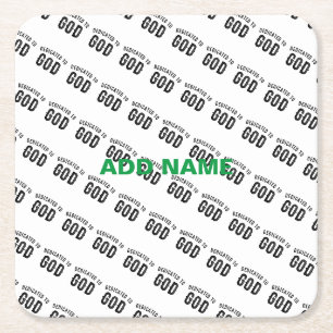 POSAVASOS CUADRADO DE PAPEL DEDICADO A DIOS PERSONALIZABLE GUAY TEXTO NEGRO