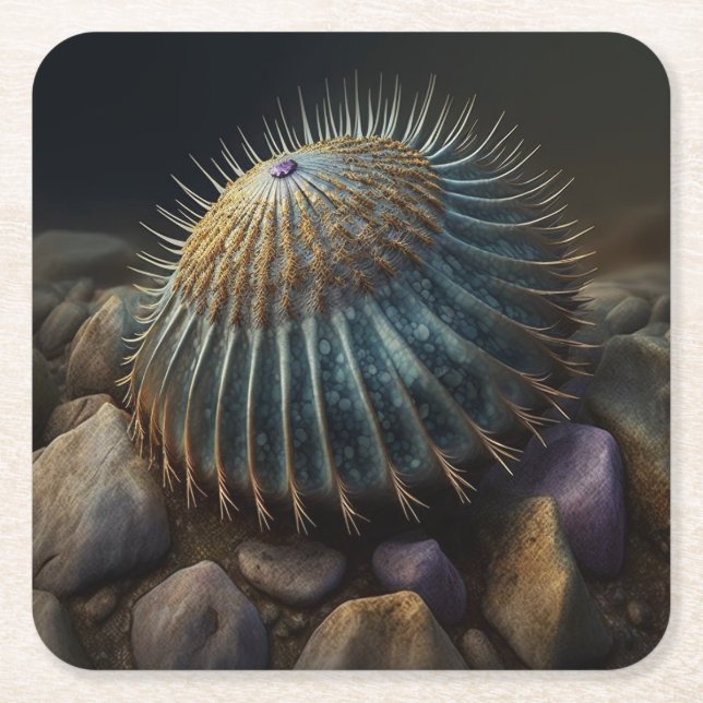 Posavasos Cuadrado De Papel Deep Sea Urchin (Anverso)