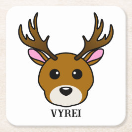 Posavasos Cuadrado De Papel Deer de Personalizado lindo