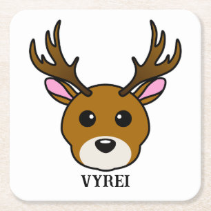 Posavasos Cuadrado De Papel Deer de Personalizado lindo
