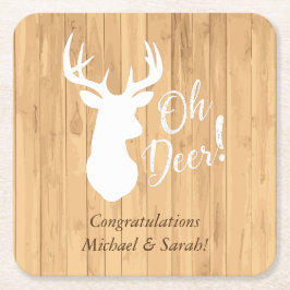 Posavasos Cuadrado De Papel Deer Hunting Lodge Baby Shower Antlers