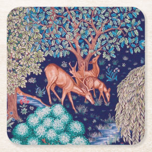Posavasos Cuadrado De Papel Deers in the Forest, William Morris