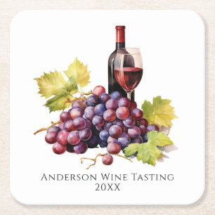 Posavasos Cuadrado De Papel Degustación de vinos personalizada