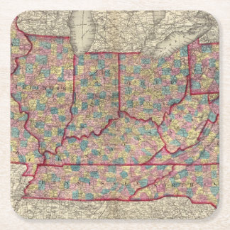 Posavasos Cuadrado De Papel Delaware, Illinois, Indiana, e Iowa