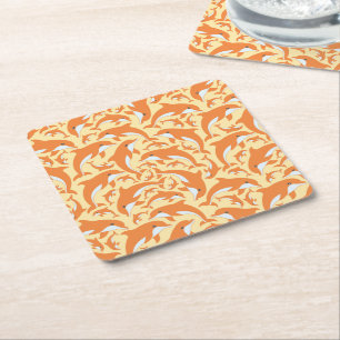 Posavasos Cuadrado De Papel Delfines Cute