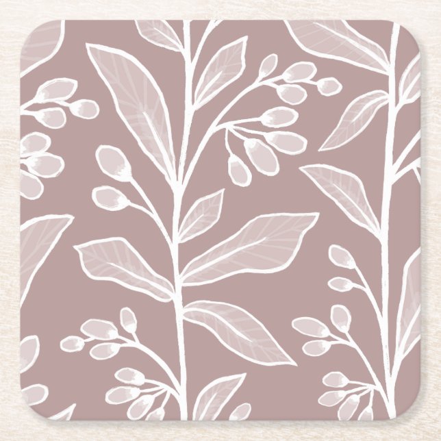 Posavasos Cuadrado De Papel Delicate botánico Reverie XL foliage antique blush (Anverso)