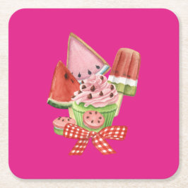 Posavasos Cuadrado De Papel Delicios de verano