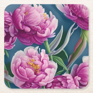 Posavasos Cuadrado De Papel Deliciosas Peonies Country Garden