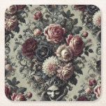 Posavasos Cuadrado De Papel 🩸 Dellamorte Dellamore – Gothic Floral Design<br><div class="desc">Love rots sweetly in this sinister bouquet. Dellamorte Dellamore blooms with faded romance—blush roses, bruised dahlias, and wilted peonies tangle with writhing vines and a snarling, serpentine grotesque. There is something sacred in the decay, something feral in the tenderness. For those who understand that love and death are twin petals...</div>