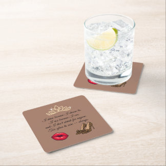 Posavasos Cuadrado De Papel Demasiado Glam para Preocuparse – Frase Chic