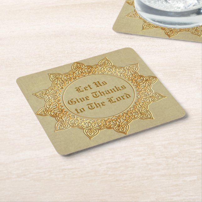 Posavasos Cuadrado De Papel Demos Gracias Al Señor - (En perspectiva)