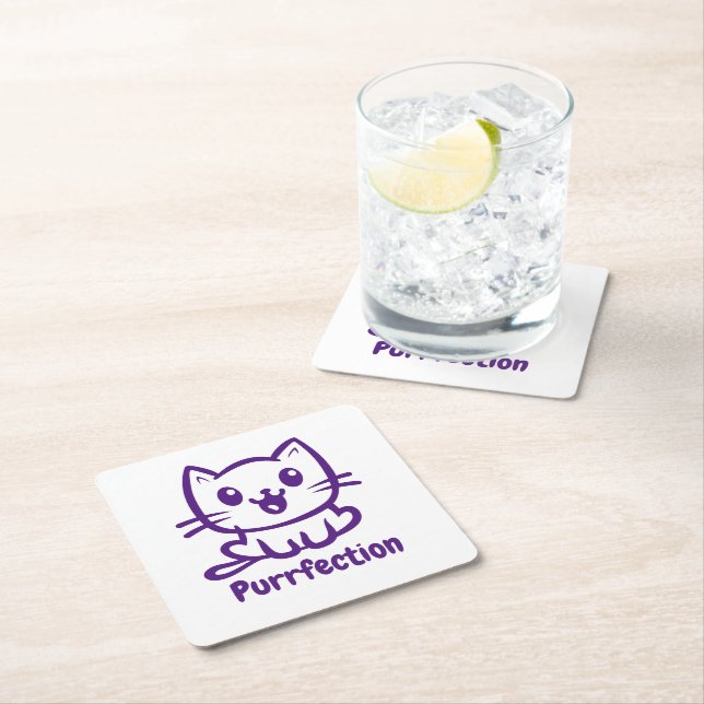 Posavasos Cuadrado De Papel Depuración, Gato De Anime Muy Cuto (In situ)