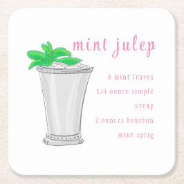 Posavasos Cuadrado De Papel Derby Mint Julep Bar Receta Preppy