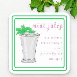Posavasos Cuadrado De Papel Derby Mint Julep Bar Receta Preppy Border