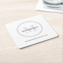 Posavasos Cuadrado De Papel Desayuno sencillo Personalizado Monograma Hotel Be