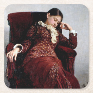 Posavasos Cuadrado De Papel Descansando, Ilya Repin