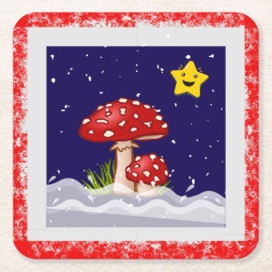 Posavasos Cuadrado De Papel Deseos de Navidad, días nevando