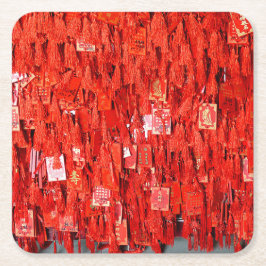 Posavasos Cuadrado De Papel Deseos rojos