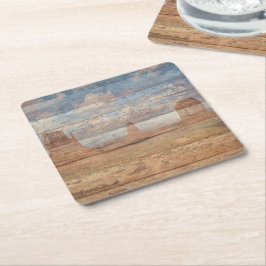 Posavasos Cuadrado De Papel Desert Landscape Sandstone Buttes And Heavenly Sky