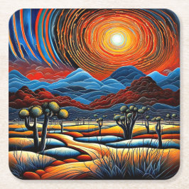 Posavasos Cuadrado De Papel Desert Sunset 1