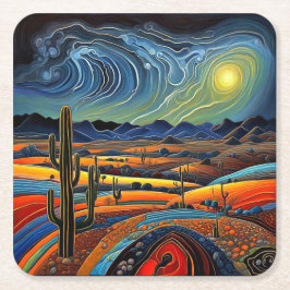 Posavasos Cuadrado De Papel Desert Sunset 3