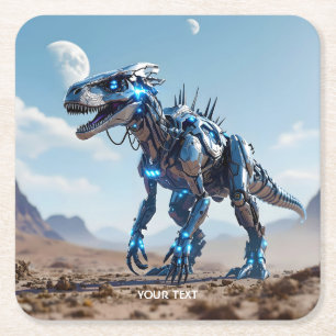 Posavasos Cuadrado De Papel Desierto de dinosaurios de Cyborg