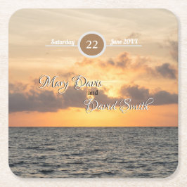 Posavasos Cuadrado De Papel Deslizadores de papel Boda de Folly Beach Morning