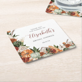 Posavasos Cuadrado De Papel Despedida de soltera boho de otoño