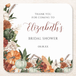 Posavasos Cuadrado De Papel Despedida de soltera boho de otoño