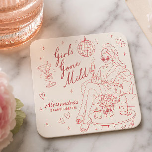 Posavasos Cuadrado De Papel Despedida de soltera Girls Gone Mild