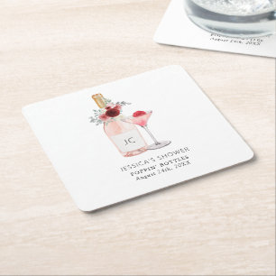 Posavasos Cuadrado De Papel Despedida de soltera Petals & Prosecco