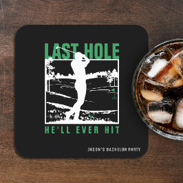 Posavasos Cuadrado De Papel Despedida de Soltero de Golf Divertida Último Hoyo