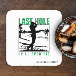 Posavasos Cuadrado De Papel Despedida de Soltero de Golf Divertida Último Hoyo