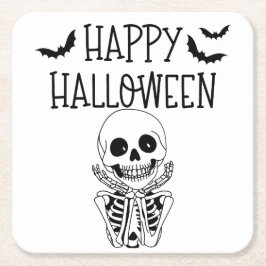 Posavasos Cuadrado De Papel Dessous-de-verre en papier Happy Halloween