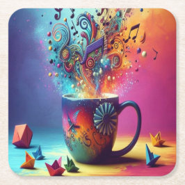 Posavasos Cuadrado De Papel Dessous-de-verre en papier musicale